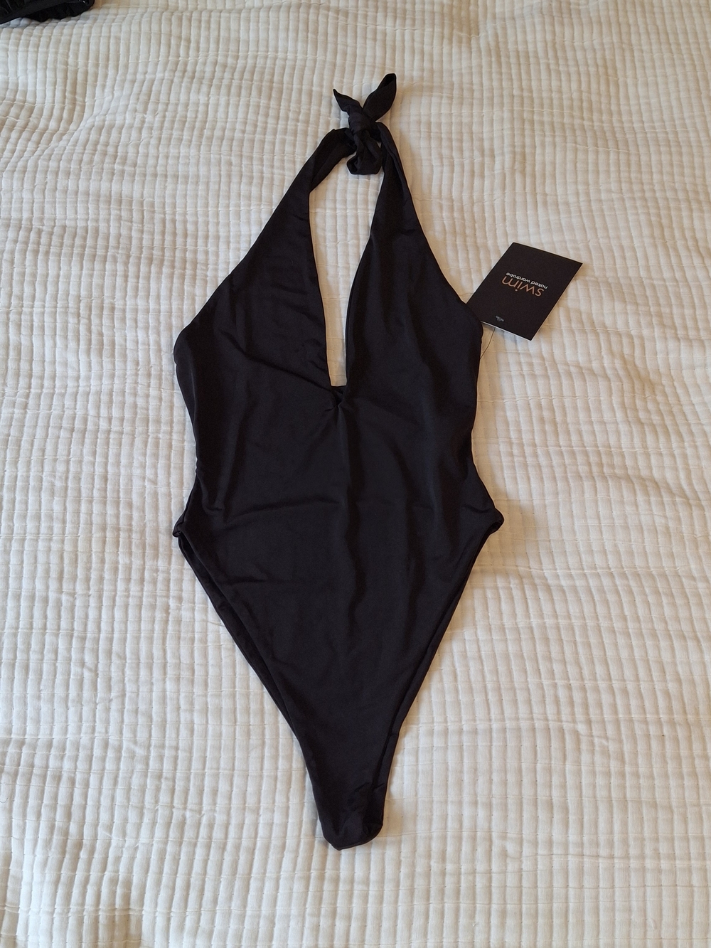 NWT Naked Wardrobe The Beach Is Ready Black One-Piece Swimsuit XS